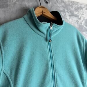 L.L. Bean Fleece Jacket Womens XL Blue Outdoor Long Sleeve Mock Neck Full Zip